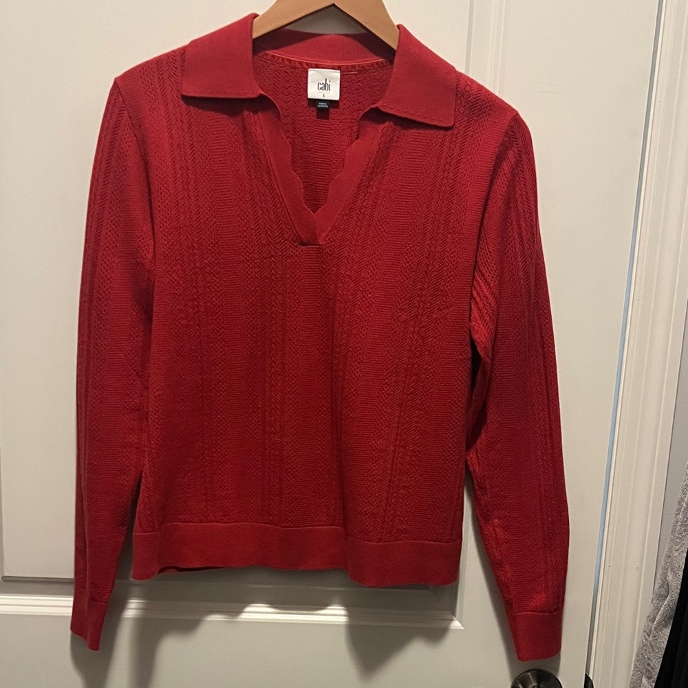 CAbi Women's V-Neck Burnt Red Sweater